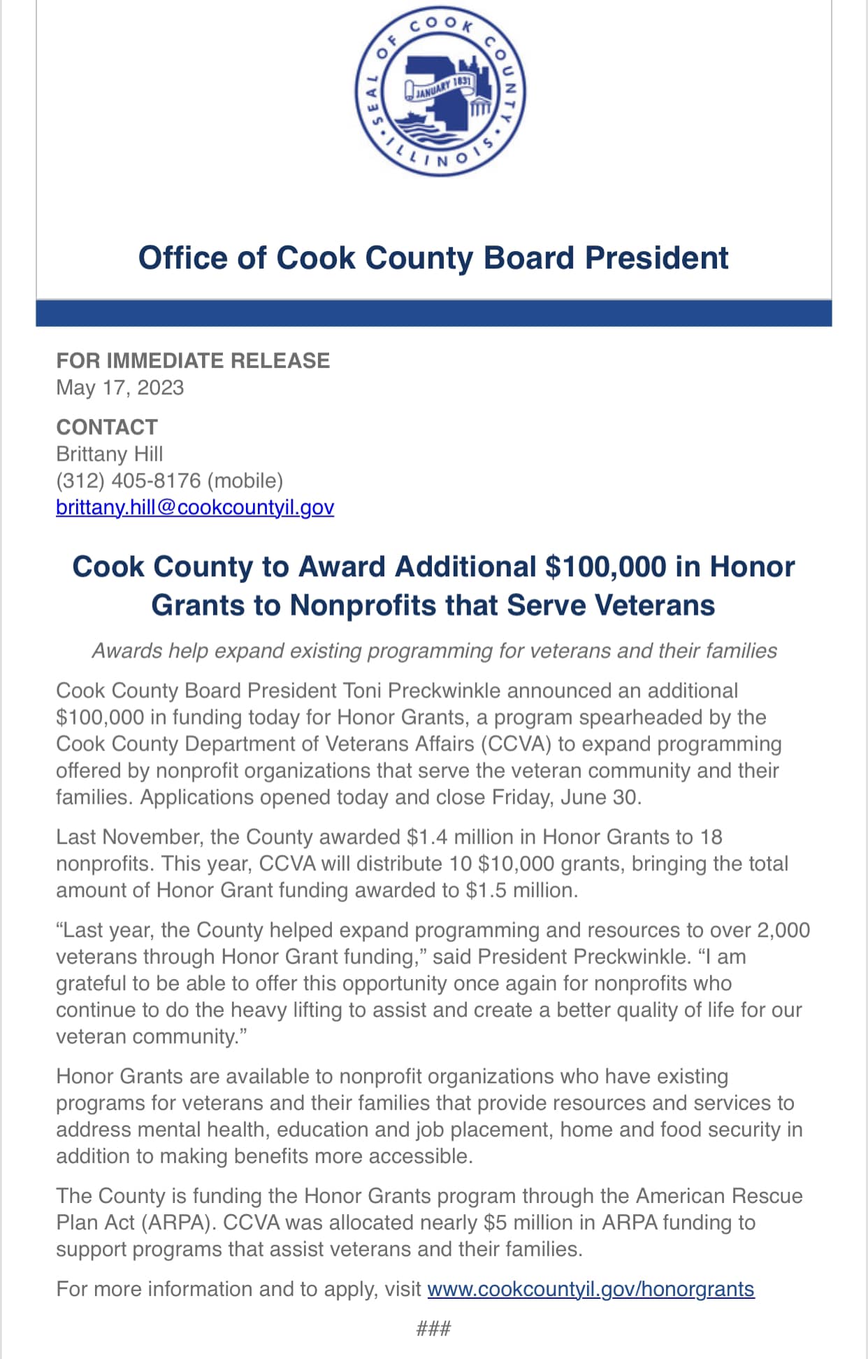 Veterans Honor Grants